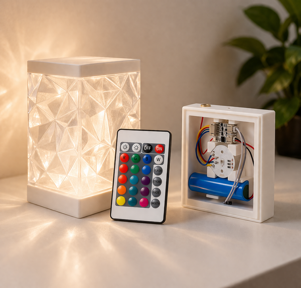 Lámpara Ambiental de Cristal Impresa en 3D, RGB, Mando - NOVU