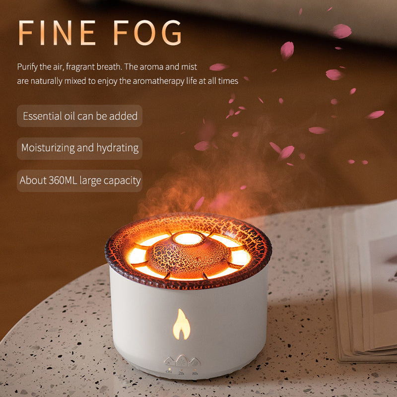 NOVU Volcán · Difusor de Aroma con Efecto Llama y Volcán RGB