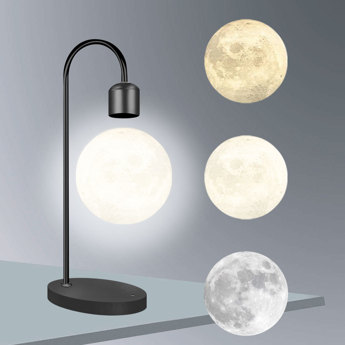 NOVU Lunar Float · Lámpara de Luna Levitante con Base de Carga Inalámbrica