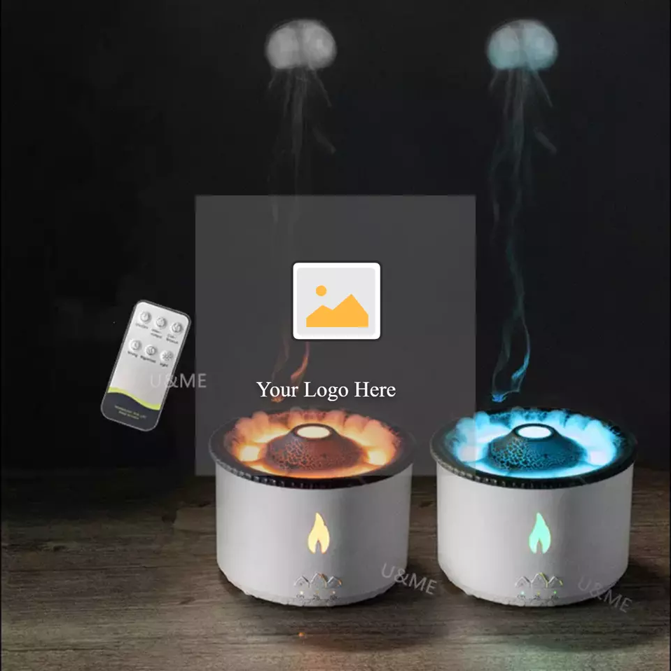 NOVU Volcán · Difusor de Aroma con Efecto Llama y Volcán RGB